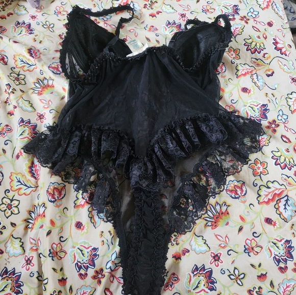 Vintage Inner Most, black thong negligee, M - Picture 2 of 4